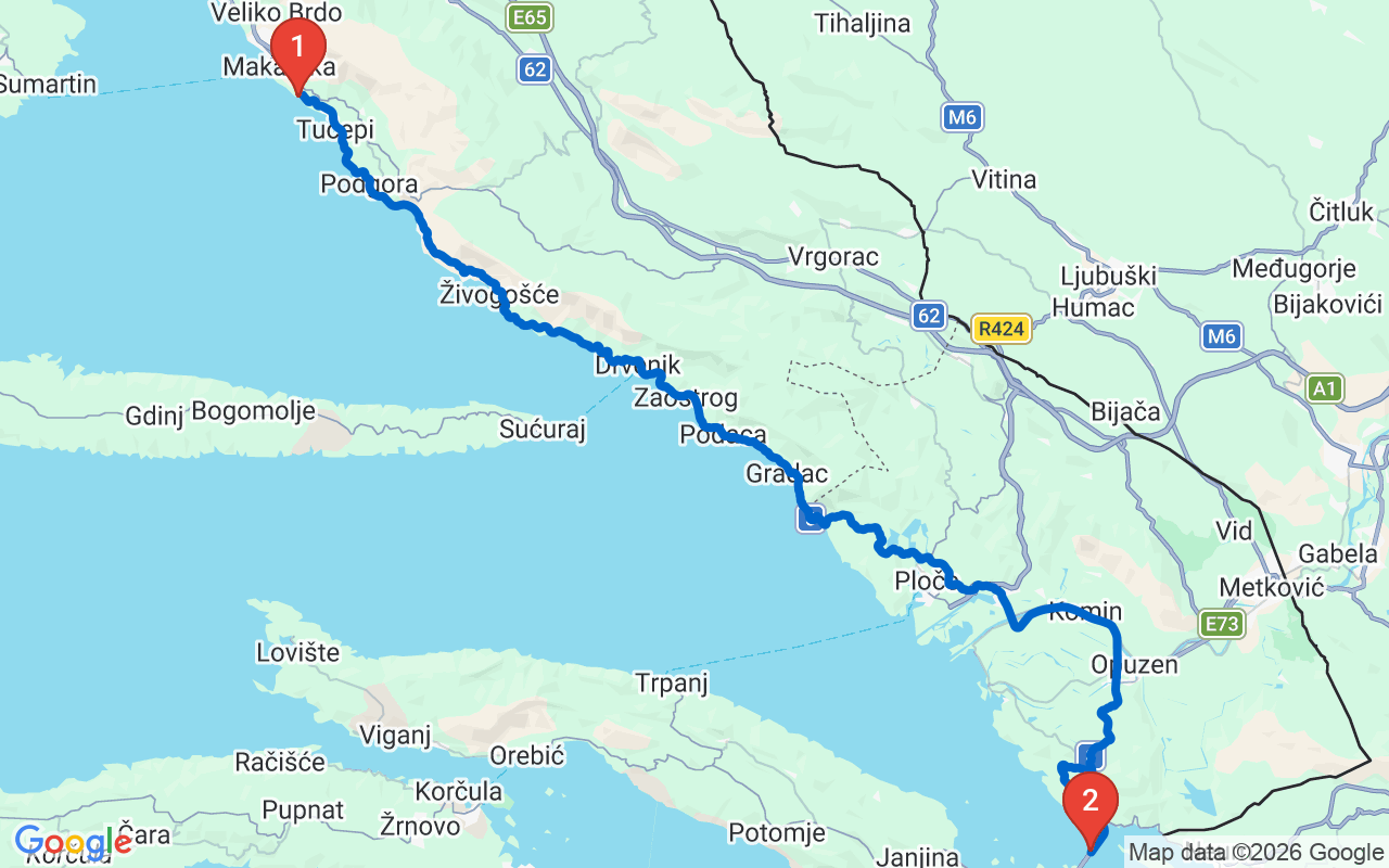 Driving map — A coastal evening and the road south